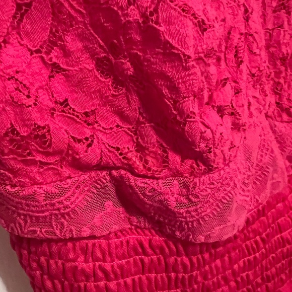 Torrid Vibrant Pink Lace Crop Top | Size 0/Large - Picture 7 of 8